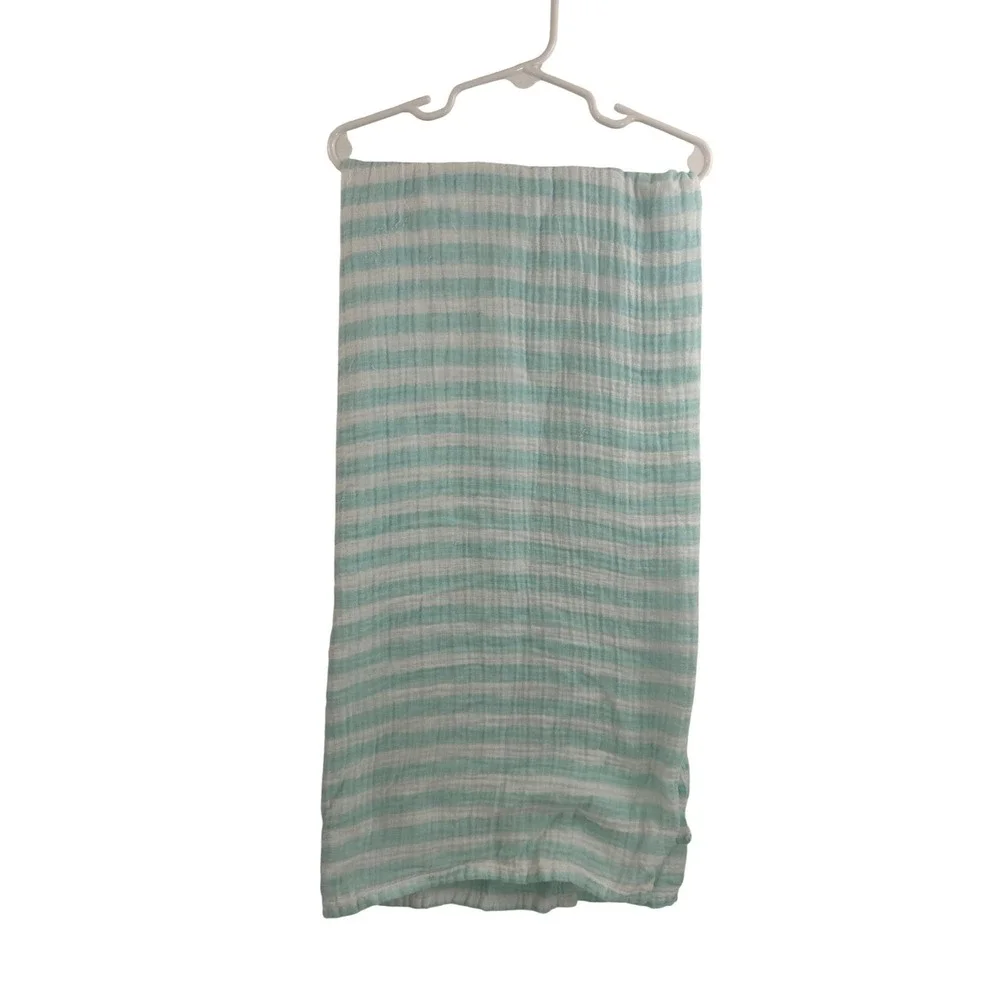 Cloud Island Muslin Swaddle Blanket Mint Green White Striped Cotton Kids